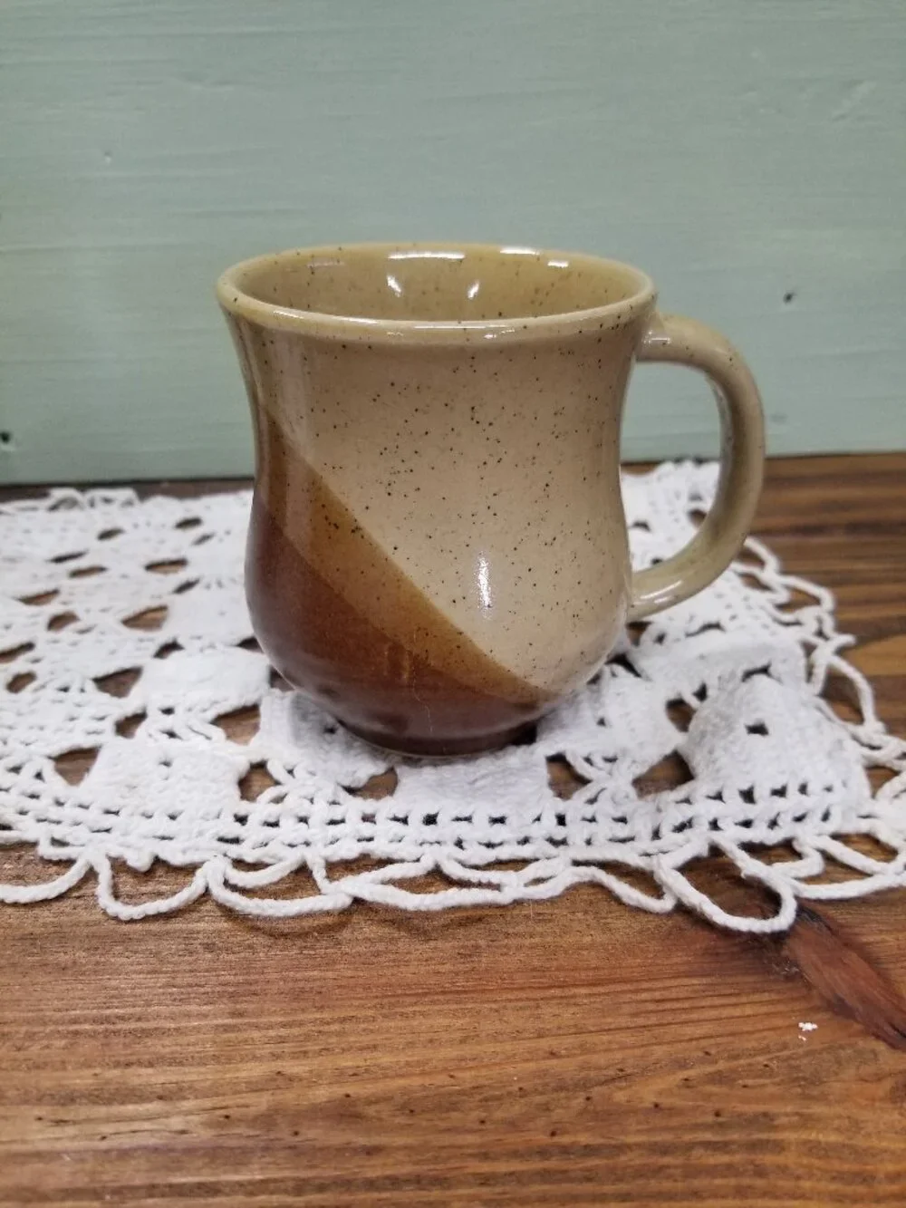 Stoneware Studio Art Pottery Coffee Mugs Pair